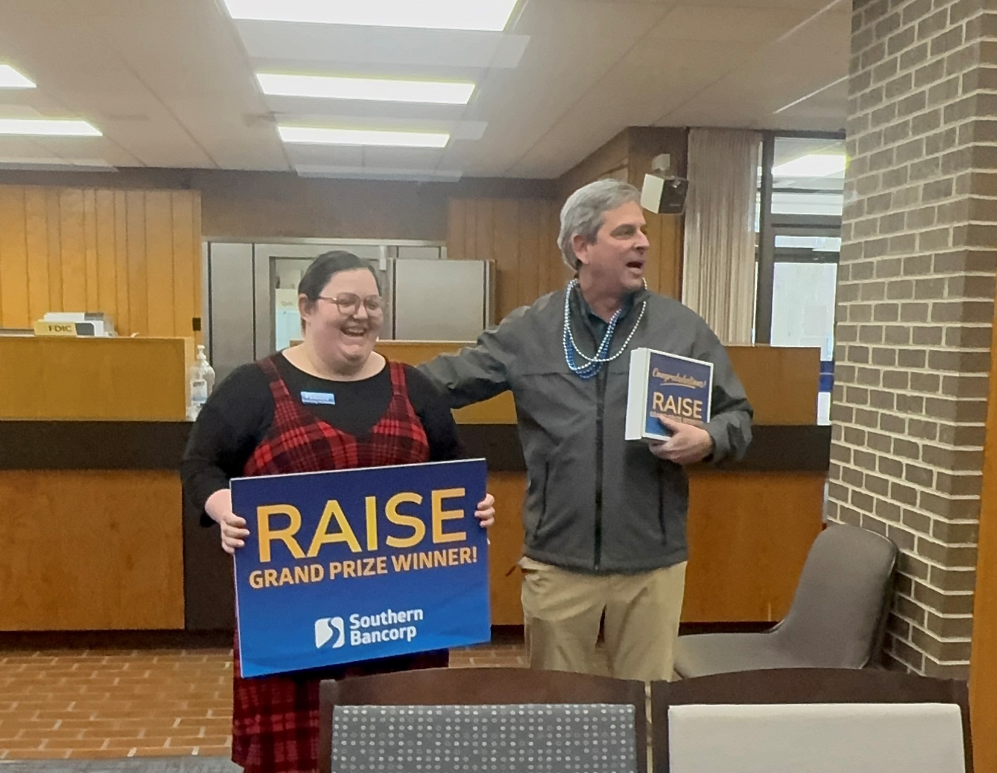 John surprising one of our 2025 RAISE Grand Prize Winners, Courtney McKinney (Trumann, AR)